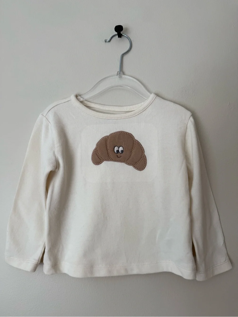 Carter's Cream Long-Sleeve Top with Brown Croissant Applique